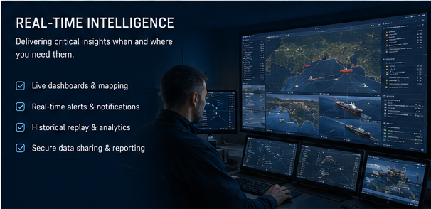 Real-time maritime intelligence dashboard for operator review and reporting.