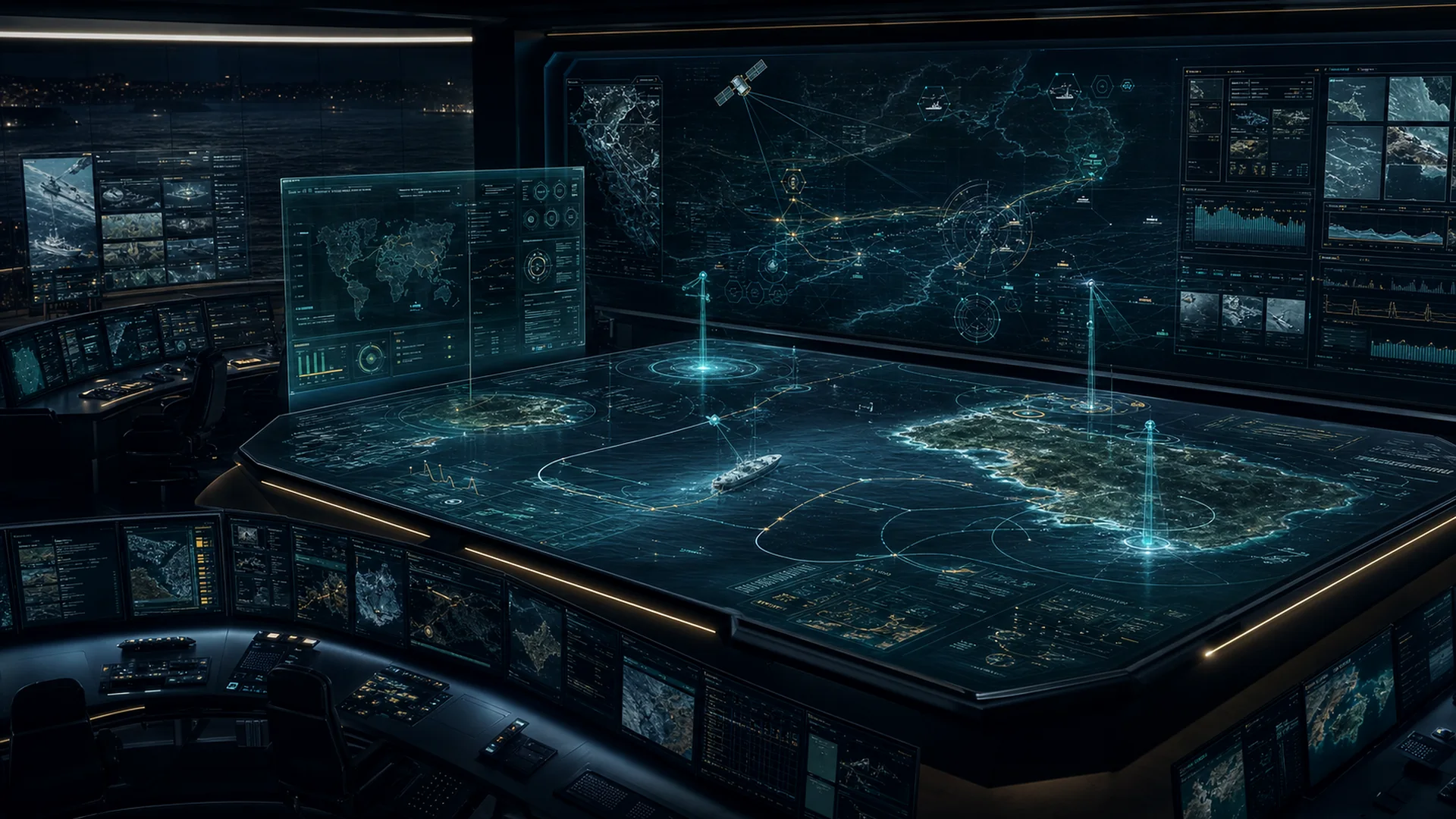 Sky Shadow public mission architecture: air, surface, subsea, fixed site and human command.